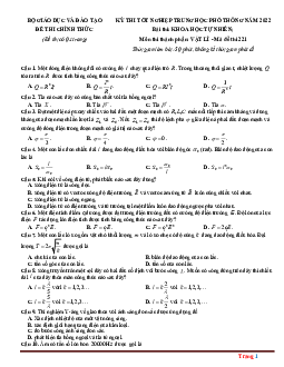 Đề thi tốt nghiệp THPT 2022 môn Lý - Mã đề 221 (có đáp án)