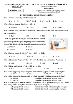 Đề cuối học kì 2 Toán 7 năm 2023 – 2024 phòng GD&ĐT Mỹ Hào – Hưng Yên