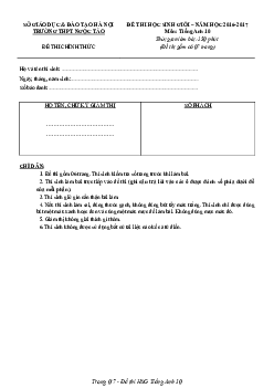 Đề thi học sinh giỏi – năm học 2016-2017- Trường THPT Ngọc Tảo