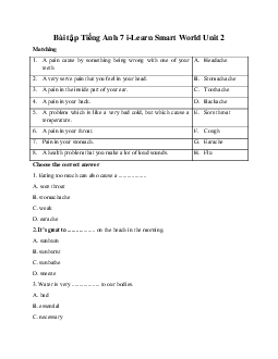 Bài tập Tiếng Anh 7 i-Learn Smart World Unit 2