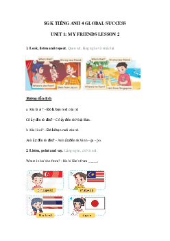 Tiếng Anh lớp 4 unit 1 lesson 2 trang 12 13 Global Success