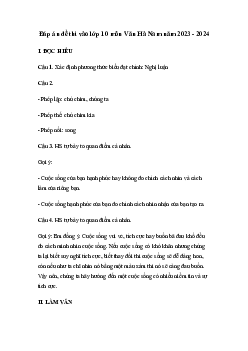 Đề thi vào 10 môn Ngữ văn năm 2023 - 2024 sở GD&ĐT Hà Nam