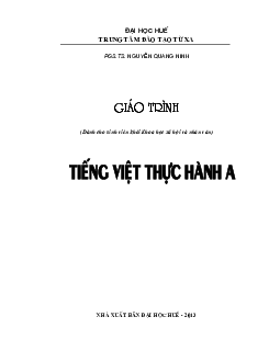 Giáo trình Tiếng Việt thực hành | Đại học Huế