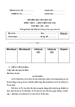 Đề thi giữa học kì 1 môn Tiếng Việt 4 năm 2023 - 2024 sách Chân trời sáng tạo | đề 3