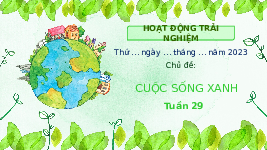 Giáo án điện tử Hoạt động trải nghiệm 3 Tuần 29 Chân trời sáng tạo: Cuộc sống xanh