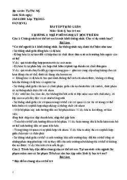 Bài tập thảo luận tâm lí trẻ em lứa tuổi tiểu học | Trường Đại Học Thủ Đô Hà Nội