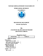 Analysis of organization of Vingroup joint stock company | Bài tiểu luận học phần Principle of management | Trường Đại học Quốc tế, Đại học Quốc gia Thành phố Hồ Chí Minh