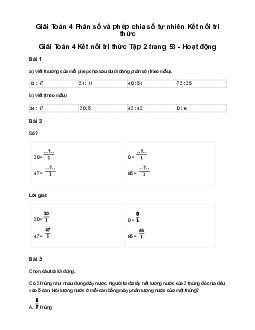 Giải Toán lớp 4 Bài 54: Phân số và phép chia số tự nhiên | Kết nối tri thức