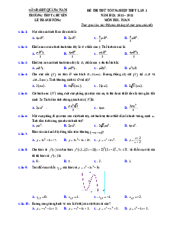 Đề thi thử Toán TN THPT 2022 lần 1 trường chuyên Lê Thánh Tông – Quảng Nam