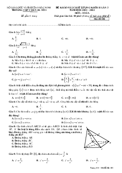Đề KSCL Toán 11 lần 3 năm 2021 – 2022 trường THPT Tiên Du 1 – Bắc Ninh