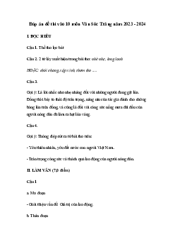 Đề thi vào 10 môn Ngữ văn năm 2023 - 2024 sở GD&ĐT Sóc Trăng