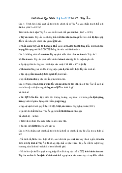 Giải bài tập SGK Lịch Sử 12 bài 7: Tây Âu