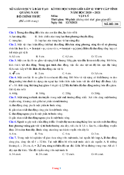 Đề thi HSG Vật Lí 12 Sở giáo dục và Đào tạo Quảng Nam 2021 có đáp án và lời giải