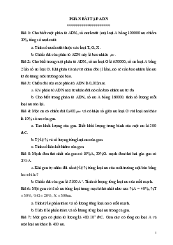 Bài tập sinh học lớp 10: ADN, ARN và protêin