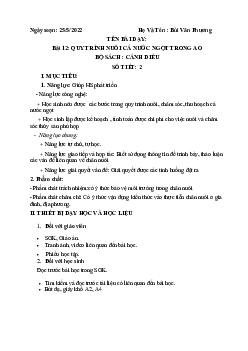 Giáo án Công nghệ 7 Bài 12: Quy trình nuôi cá nước ngọt trong ao | Cánh diều