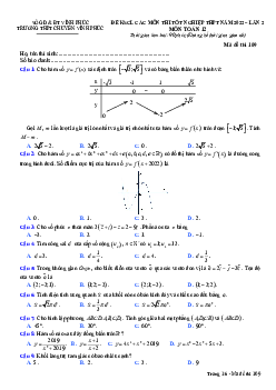 Đề KSCL Toán 12 thi tốt nghiệp THPT 2022 lần 2 trường THPT chuyên Vĩnh Phúc