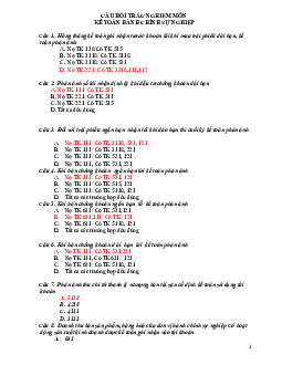 Câu hỏi trắc nghiệm Kế toán hành chính sự nghiệp (có đáp án)