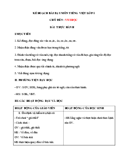 Chủ đề 9:Vui học| Bài 6 | Giáo án Tiếng Việt 1 bộ sách Chân trời sáng tạo