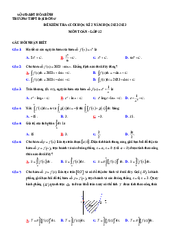 Đề cuối kì 2 Toán 12 năm 2022 – 2023 trường THPT Đại Đồng – Hòa Bình