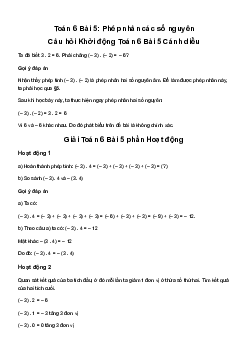 Giải Toán 6 Bài 5: Phép nhân các số nguyên | Cánh diều