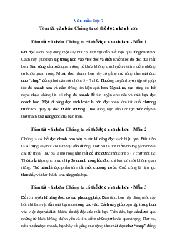 Tóm tắt văn bản Chúng ta có thể đọc nhanh hơn | Văn mẫu lớp 7 Chân trời sáng tạo