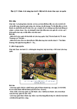 Địa lý 11 Chân trời sáng tạo bài 5: Một số tổ chức khu vực và quốc tế