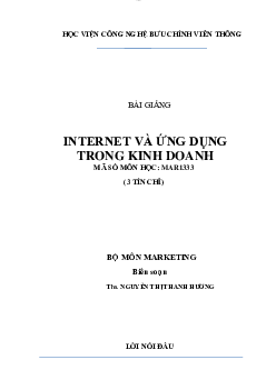 Tổng hợp bài giảng chi tiết môn Internet và ứng dụng trong kinh doanh | Học viện Công nghệ Bưu chính Viễn thông