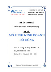 Mô hình kinh doanh đồ uống | Đề án Cuối Kỳ: Phân Tích Định Lượng