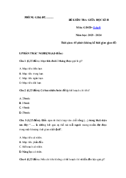 Đề thi giữa học kì 2 môn Giáo dục công dân 8 năm 2023 - 2024 sách Cánh diều - Đề 1