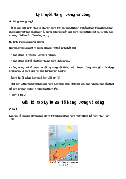 Vật lí 10 Chân trời sáng tạo - Bài 15: Năng lượng và công