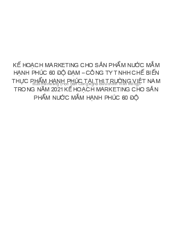 Báo cáo "Kế hoạch Marketing cho sản phẩm nước mắm"