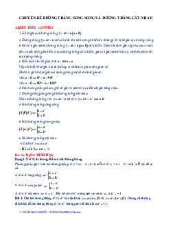 Chuyên đề đường thẳng song song và đường thẳng cắt nhau