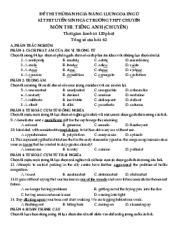 Đề Thi Thử Đánh Giá Năng Lực Ngoại Ngữ Kì Thi Tuyển Sinh Các Trường Thpt Chuyên Môn Thi Tiếng Anh (chuyên)