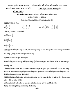 Đề kiểm tra học kì 2 Toán 6 năm 2019 – 2020 trường THCS Hà Huy Tập – TP HCM