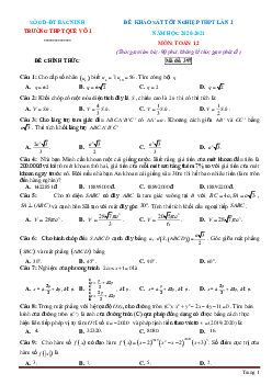 Đề thi thử tốt nghiệp THPT môn Toán 2021  Trường Quế Võ lần 1 (có đáp án)