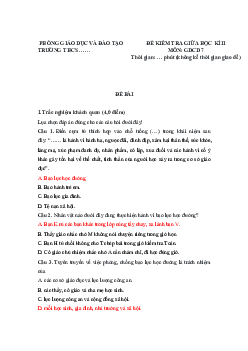 Đề thi giữa kì 2 Giáo dục công dân 7 - Đề 2 | Chân trời sáng tạo năm 2024