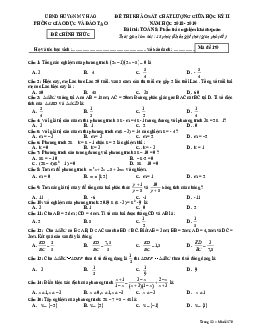 Đề thi giữa học kỳ 2 Toán 8 năm 2018 – 2019 phòng GD&ĐT Mỹ Hào – Hưng Yên