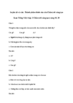Soạn bài Luyện từ và câu: Thành phần chính của câu - Tiếng Việt 4 Chân trời sáng tạo