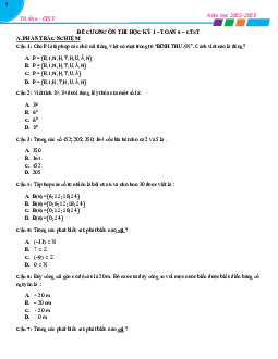 Đề cương ôn thi học kỳ 1 Toán 6 năm học 2022 – 2023 (Chân Trời Sáng Tạo)