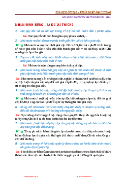 Ôn tập nhận định đúng sai - Pháp luật đại cương | Trường Đại học CNTT Thành Phố Hồ Chí Minh