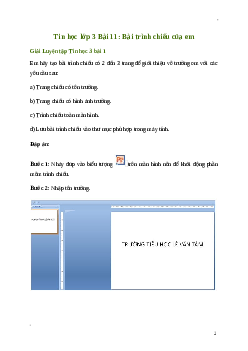 Giải Tin học lớp 3 Bài 11: Bài trình chiếu của em | Kết nối tri thức