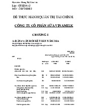 Đề thực hành Quản trị tài chính Công ty sữa Cổ phần sữa Vinamilk | Đại học Kinh tế kỹ thuật công nghiệp