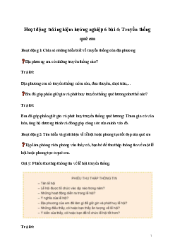 Giải Hoạt động trải nghiệm 6: Truyền thống quê em | Kết nối tri thức