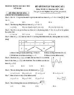 Bộ đề ôn thi HK1 Toán 12 năm học 2017 – 2018 trường THPT Đặng Huy Trứ – TT. Huế