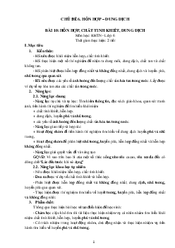 Giáo án Khoa học tự nhiên 6 sách Cánh diều Phần hóa học Chủ đề 6