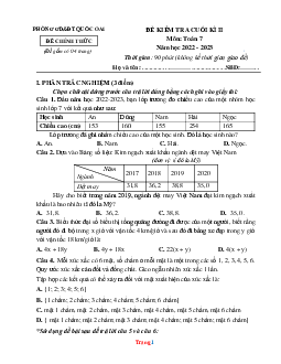 Đề kiểm tra cuối kỳ II toán lớp 7 cánh diều bộ giáo dục quốc oai 2022-2023