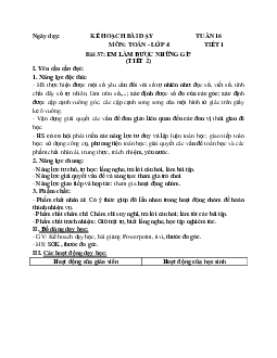 Giáo án Toán lớp 4 Tuần 16 | Chân trời sáng tạo