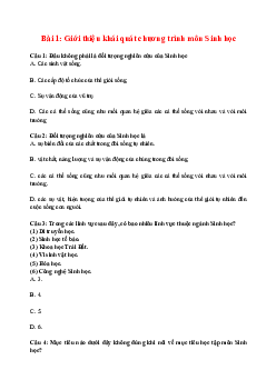 Trắc nghiệm Sinh học 10 Bài 1: Giới thiệu khái quát chương trình môn Sinh học | Chân trời sáng tạo