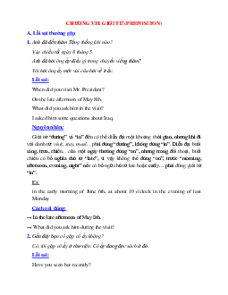 Tài liệu về các lỗi sai về giới từ-Prepositon trong Tiếng Anh lớp 12 và cách khắc phục