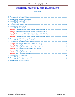 Chuyên đề phân tích đa thức thành nhân tử bồi dưỡng học sinh giỏi Toán 8
